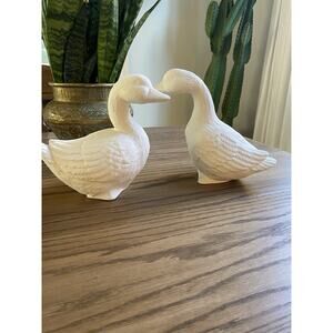 Vintage Ready To Paint Scioto Ceramic Bisque Goose Set 1990 Set Of 2 Large Geese
